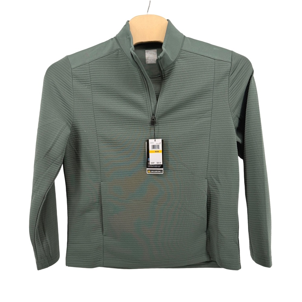 NEW Callaway 1/4 Zip Mens Medium Pullover Dark Forest Green Opti-Dri CGKFF0V3